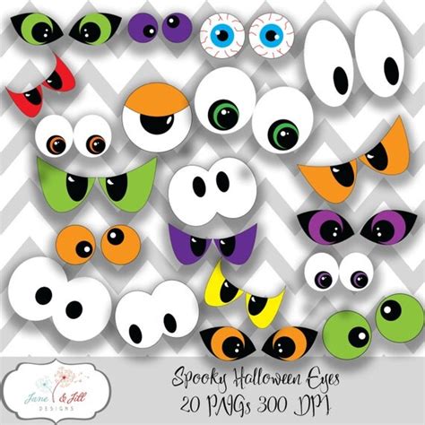 Spooky Halloween Eyes Clip art 20 PNGs 300 dpi INSTANT