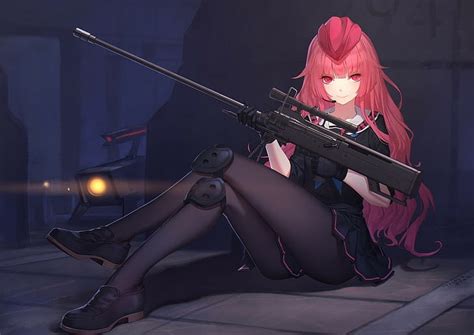 HD wallpaper: legs, ntw-20 (Girls Frontline), gun, pink hair, sniper ...