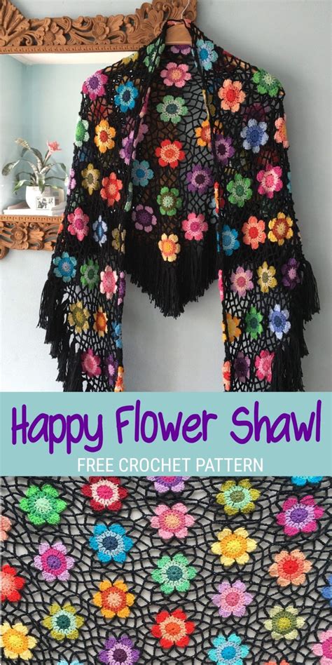 Happy Flower Shawl crochet pattern – Atty*s. | Shawl crochet pattern, Crochet lace pattern ...