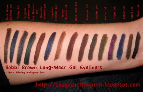 Sasquatch Swatch: Bobbi Brown Long-Wear Gel Eyeliners | Brown gel ...