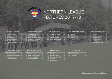 Northern League fixtures announced – Morpeth Town AFC