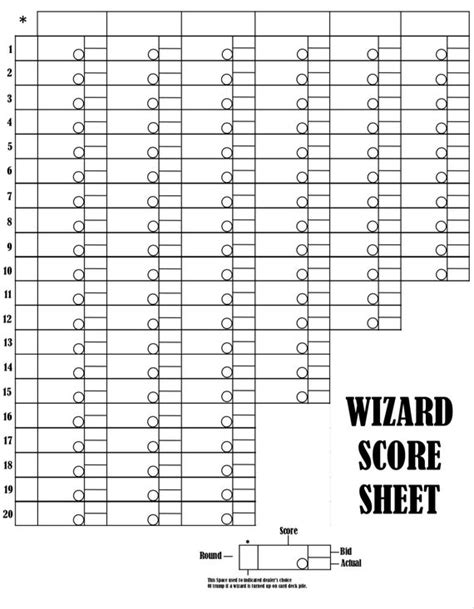 Wizard Score Card Wizard Scoresheet Wizard Score Pads - Etsy