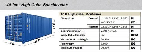 40' Length (feet) and Dry Container Type 40ft High Cube Container ...