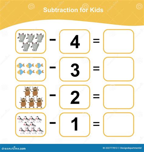 Subtraction for Kids. Counting Game for Preschool Children. Additional ...