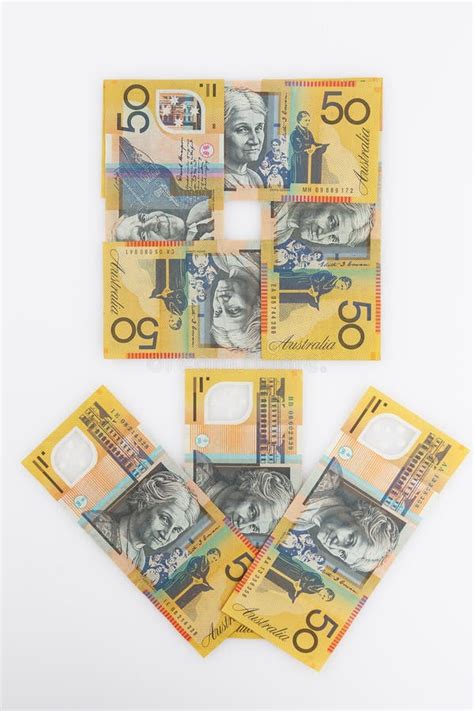 50 Australian Dollars Banknotes Arranged in Form of Flower Stock Image ...