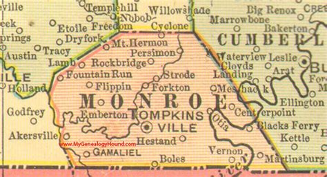 Monroe County, Kentucky 1905 Map Tompkinsville, KY | Monroe county, Kentucky, Road trip to colorado