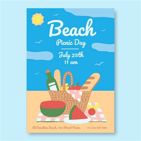 Beach Picnic Invitation Card - Free Download on Freepik
