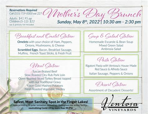 Mother's Day Brunch at Ventosa Vineyards - Seneca Lake Wine Trail