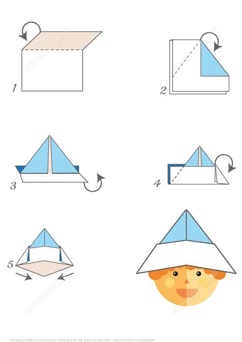 How to Make an Origami Paper Hat Step by Step Instructions | Free Printable Papercraft Templates