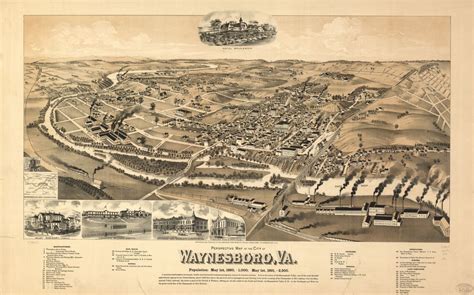 Perspective map of the city of Waynesboro, Va. | Library of Congress