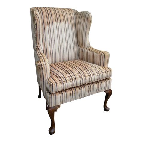 Queen Anne Living Room Wing Chair | Chairish