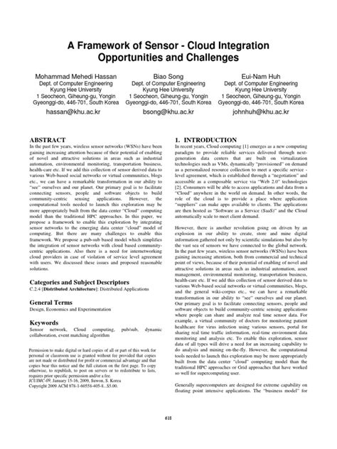 A Framework of Sensor - Cloud Integration Opportunities and Challenges ...