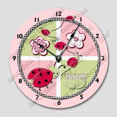 LADY BUG Large Wall Clocks Pink Green Personalized Children's Room Decor 7429 | eBay