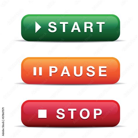 Start, stop, pause, buttons Stock Vector | Adobe Stock