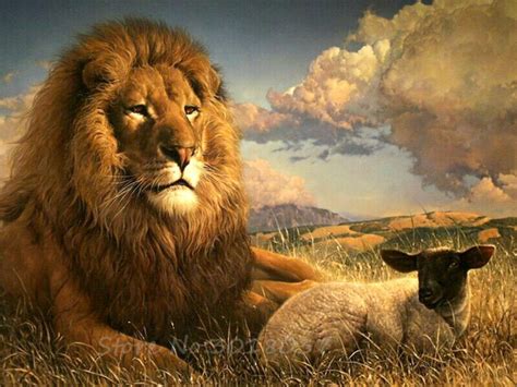 Lion And Lamb Painting at PaintingValley.com | Explore collection of ...