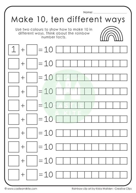 Making Ten (2 Worksheets) – Castle & Kite - Worksheets Library