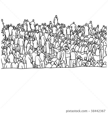 Muslim people in crowd vector illustration sketch - Stock Illustration ...