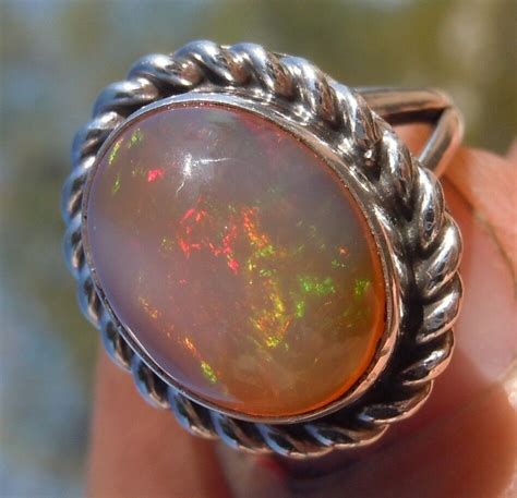 Sterling Silver 6.15cts Mexican Fire Opal Gemstone Ring Size 5 1/2 New ...