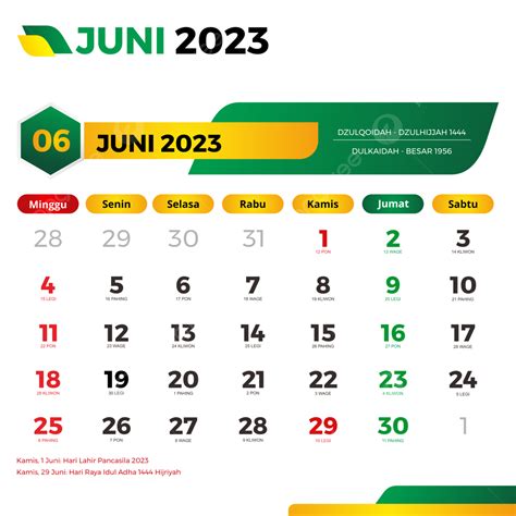 Calendário 2023 Junho Lengkap Dengan Tanggal Merah Cuti Bersama Jawa ...