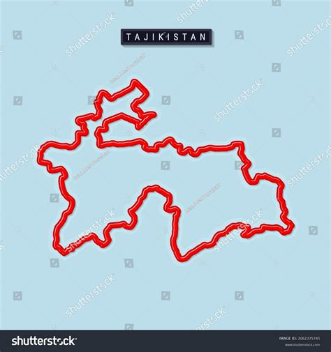 Tajikistan Bold Outline Map Glossy Red Stock Vector (Royalty Free ...