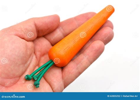 Man hand offering a carrot stock photo. Image of metaphors - 62855252