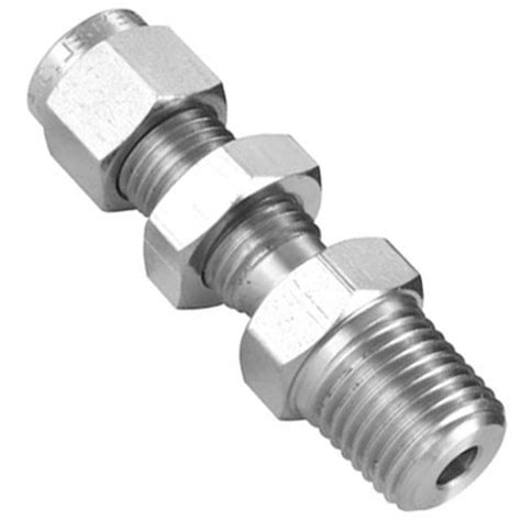 Compression Fittings Stainless Steel, 1/4" Tube x 1/4" NPT Bulkhead ...