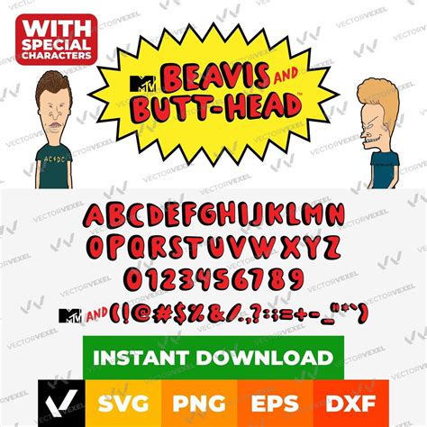 Beavis and Butthead Font Svg Files, Beavis and Butthead Alphabet Letters, Numbers, Full ...