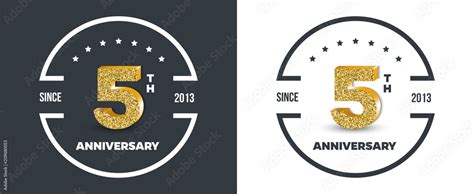 5th Anniversary logo on dark and white background. 5-year anniversary ...