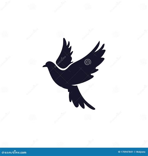 Flying Dove Silhouette Logo Elegant Design Vector. Dove or Pigeon ...