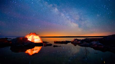 tent, starry, night sky, 4K, phenomenon, milky way, idyllic, rock, night, rock - object ...