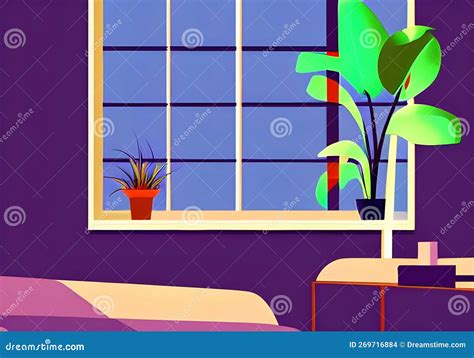 Serene Living Room Design With Orange Blue Paintings Stock Photo | CartoonDealer.com #295855728