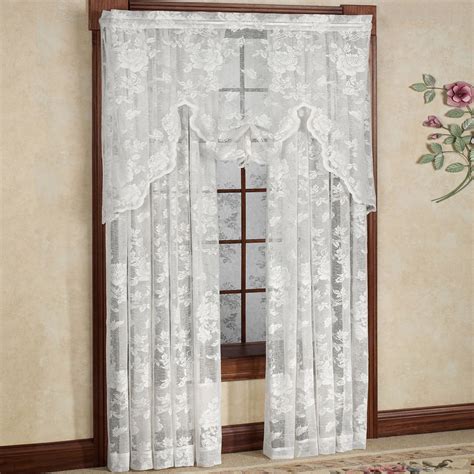 Abbey Rose Floral Pattern High Gauge Lace Curtain Single Panel 50"W x ...