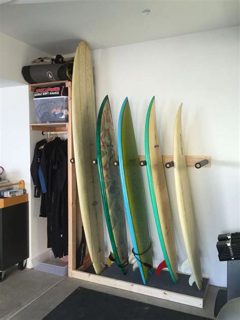 Surf rack build with a shelf cubby for wetsuits & accessories # ...