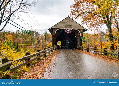 Covered Bridge in New England in Fall Stock Photo - Image of colorful ...