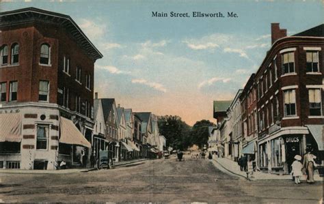 Main Street Ellsworth, ME Postcard