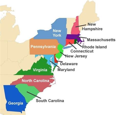 13 Colonies States & Capitals Diagram | Quizlet