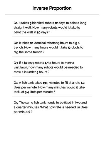 Understanding Inverse Proportion Worksheet GCSE Maths | Teaching Resources