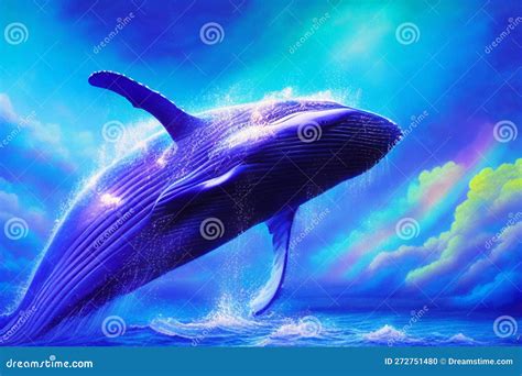 Whale in the sea jumping stock illustration. Illustration of azure ...