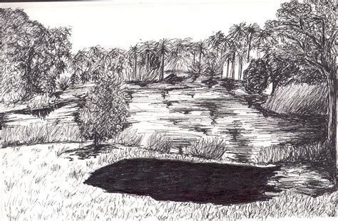 River Landscape Drawing by Amanda Lim - Fine Art America