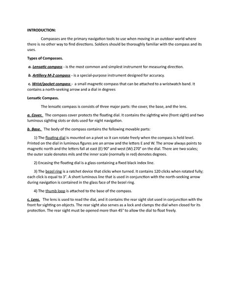Types of compasses - INTRODUCTION: Compasses are the primary navigation tools to use when moving ...