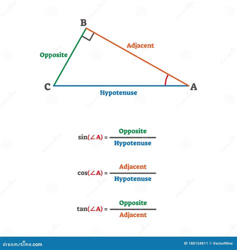 Trigonometry Triangle Proportion Formulas Stock Vector - Illustration of school, educational ...