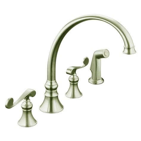 KOHLER Revival 4-Hole 2-Handle Standard Kitchen Faucet in Vibrant Brushed Nickel-K-16109-4-BN ...