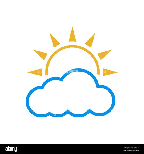 simple useful bright sun and cloud logo a clear sky icon design vector graphic concept ...