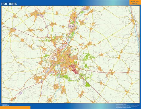 wall map of Poitiers France | Wall Maps of the world