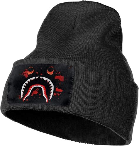 Bape Mens Unisex Warm Winter Knitting Hats Wrap Yarn Classic Slouchy Beanie Hat Skull Cap Black ...