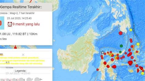 Gempa Bumi Magnitudo 4.1 Terjadi Minggu 23 Juli 2023, Info BMKG : Lokasi Kedalaman 10 Km ...