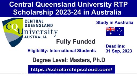 Central Queensland University RTP Scholarship 2023-24 in Australia