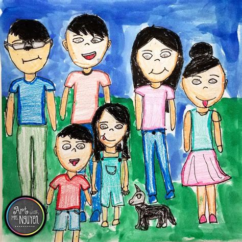 Family Portraits (3rd) | First grade art, Elementary art projects, 3rd ...