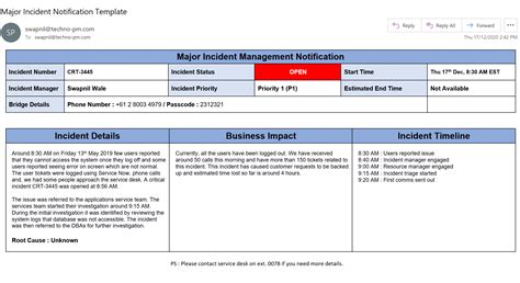 Major Incident Notification Template – ITSM Docs - ITSM Documents & Templates