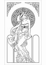 Art Nouveau Girl coloring Page  Free Printable Coloring Pages sketch template